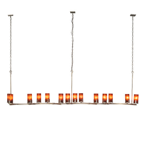 Meyda Lighting Cero 118" 14-Light Painted Antique Brass Island Chandelier With Maduro Idalight Shade