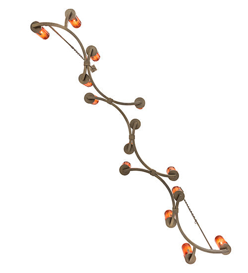 Meyda Lighting Cero 118" 14-Light Painted Antique Brass Island Chandelier With Maduro Idalight Shade