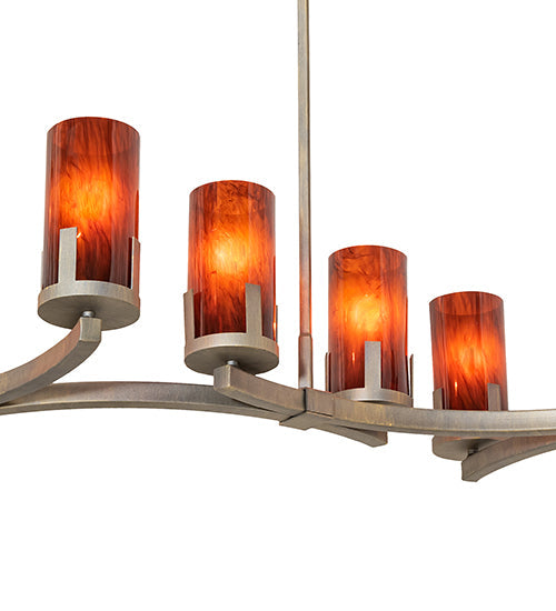 Meyda Lighting Cero 118" 14-Light Painted Antique Brass Island Chandelier With Maduro Idalight Shade