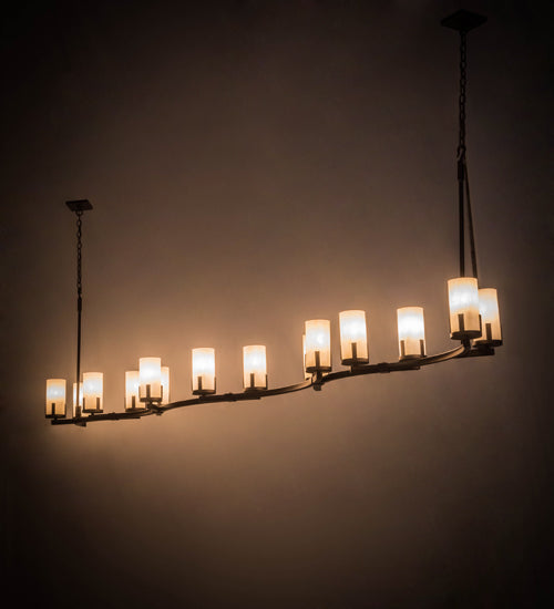 Meyda Lighting Cero 16" 14-Light Mahogany Bronze Chandelier With Beige Sahara Taupe Idalight Shade Glass