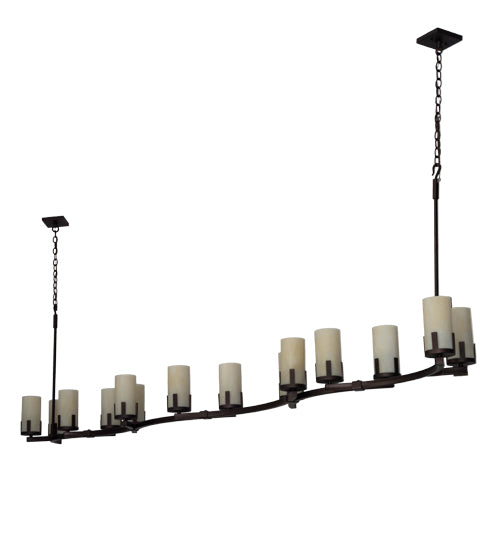 Meyda Lighting Cero 16" 14-Light Mahogany Bronze Chandelier With Beige Sahara Taupe Idalight Shade Glass