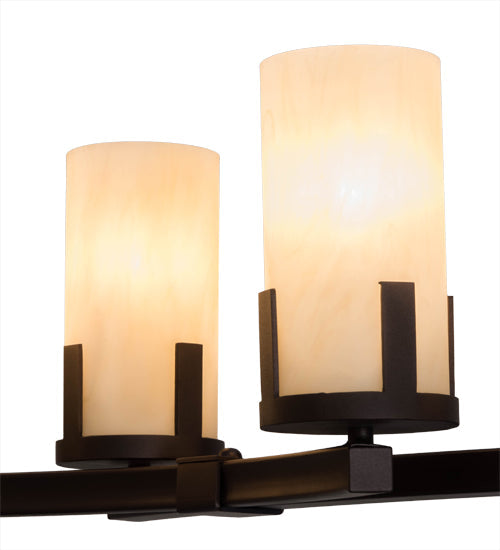 Meyda Lighting Cero 16" 14-Light Mahogany Bronze Chandelier With Beige Sahara Taupe Idalight Shade Glass
