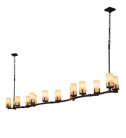 Meyda Lighting Cero 16" 14-Light Mahogany Bronze Chandelier With Beige Sahara Taupe Idalight Shade Glass