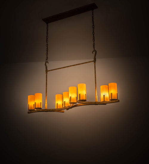 Meyda Lighting Cero 52" 8-Light Autumn Leaf Chandelier With Amber Quartz Idalight Shade Glass