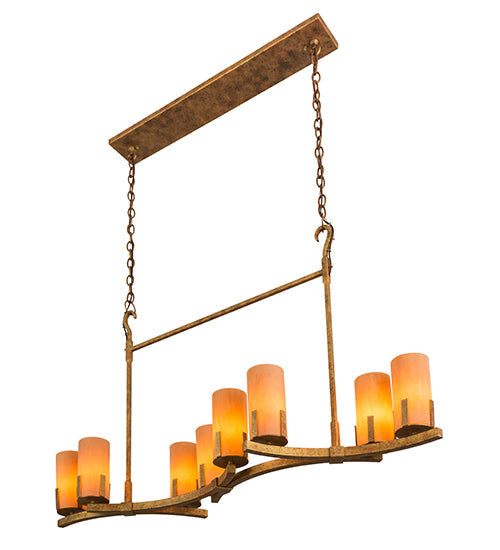Meyda Lighting Cero 52" 8-Light Autumn Leaf Chandelier With Amber Quartz Idalight Shade Glass