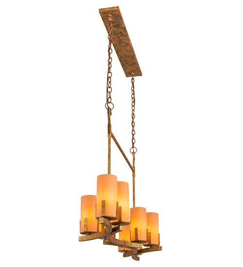 Meyda Lighting Cero 52" 8-Light Autumn Leaf Chandelier With Amber Quartz Idalight Shade Glass