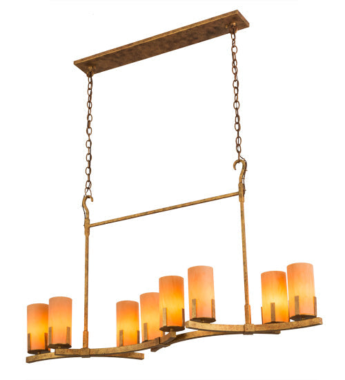 Meyda Lighting Cero 52" 8-Light Autumn Leaf Chandelier With Amber Quartz Idalight Shade Glass
