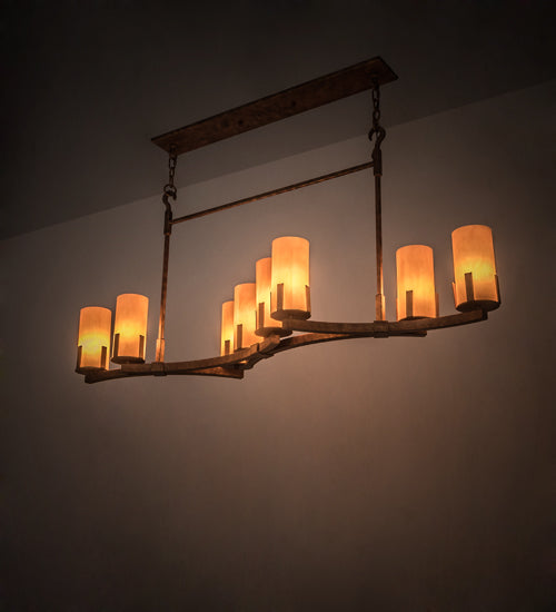 Meyda Lighting Cero 52" 8-Light Autumn Leaf Island Chandelier With Amber Quartz Idalight Shade