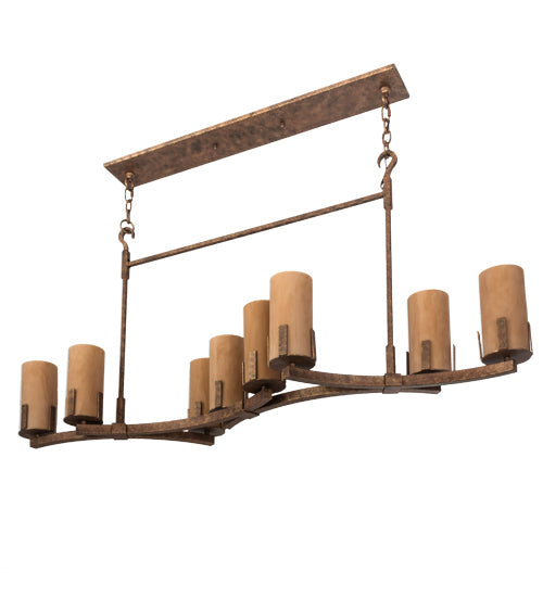 Meyda Lighting Cero 52" 8-Light Autumn Leaf Island Chandelier With Amber Quartz Idalight Shade