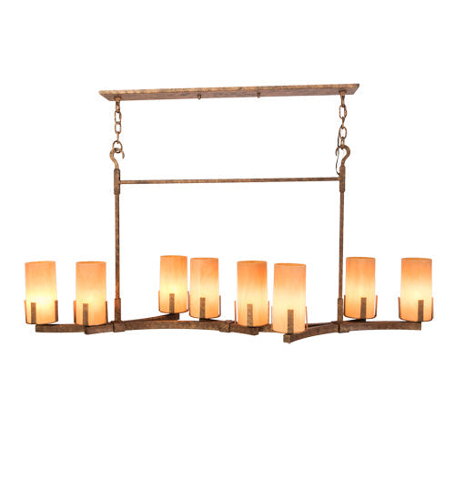 Meyda Lighting Cero 52" 8-Light Autumn Leaf Island Chandelier With Amber Quartz Idalight Shade