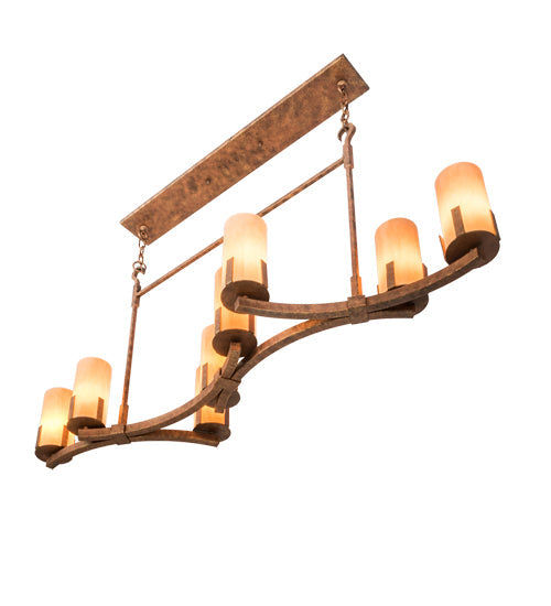 Meyda Lighting Cero 52" 8-Light Autumn Leaf Island Chandelier With Amber Quartz Idalight Shade