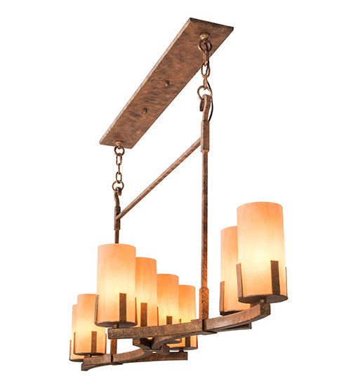 Meyda Lighting Cero 52" 8-Light Autumn Leaf Island Chandelier With Amber Quartz Idalight Shade
