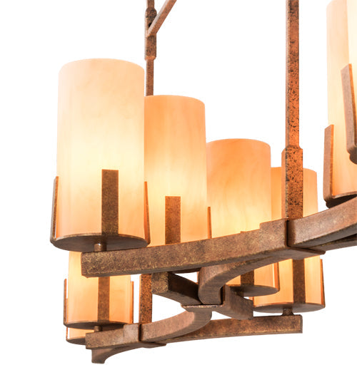 Meyda Lighting Cero 52" 8-Light Autumn Leaf Island Chandelier With Amber Quartz Idalight Shade