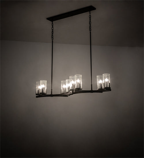 Meyda Lighting Cero 52" 8-Light Wrought Iron Island Chandelier With Clear Seeded Shade Glass