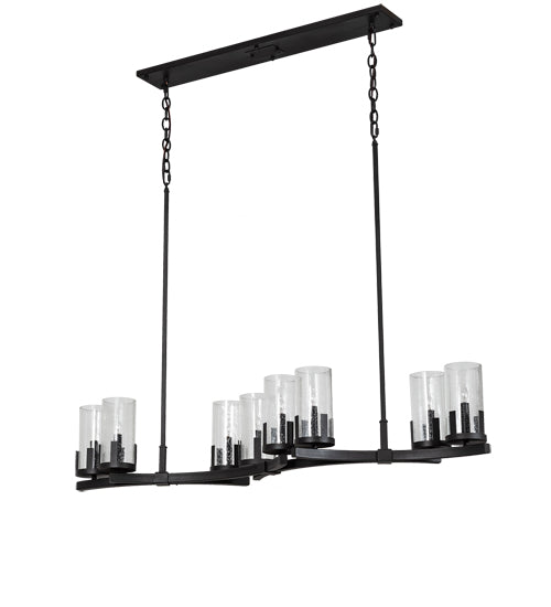 Meyda Lighting Cero 52" 8-Light Wrought Iron Island Chandelier With Clear Seeded Shade Glass