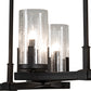Meyda Lighting Cero 52" 8-Light Wrought Iron Island Chandelier With Clear Seeded Shade Glass