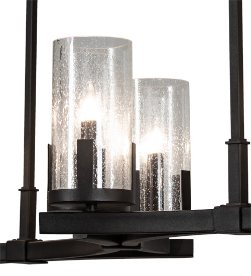 Meyda Lighting Cero 52" 8-Light Wrought Iron Island Chandelier With Clear Seeded Shade Glass