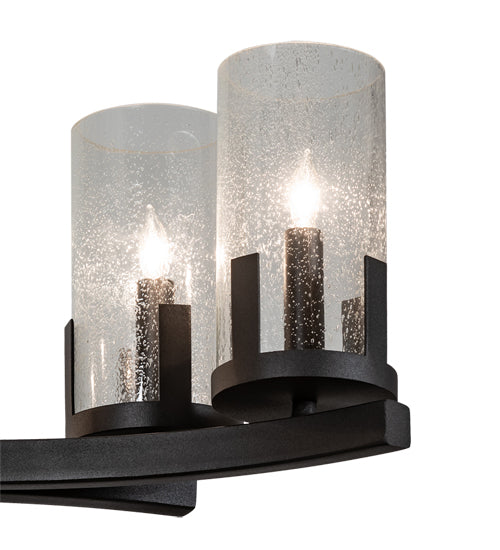 Meyda Lighting Cero 52" 8-Light Wrought Iron Island Chandelier With Clear Seeded Shade Glass