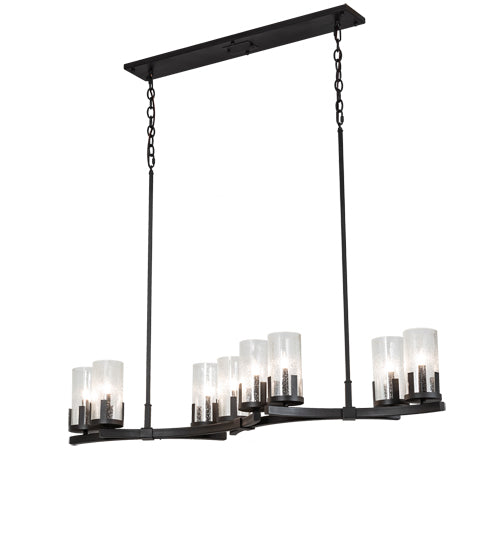 Meyda Lighting Cero 52" 8-Light Wrought Iron Island Chandelier With Clear Seeded Shade Glass