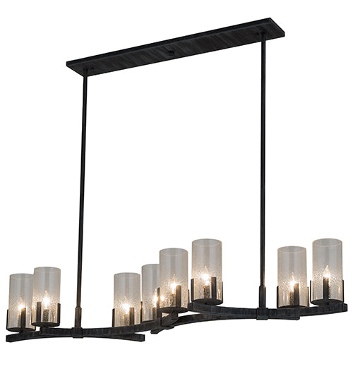 Meyda Lighting Cero 53" 8-Light Antique Iron Gate Island Chandelier With Clear Seeded Shade Glass
