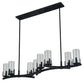Meyda Lighting Cero 53" 8-Light Antique Iron Gate Island Chandelier With Clear Seeded Shade Glass