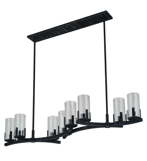 Meyda Lighting Cero 53" 8-Light Antique Iron Gate Island Chandelier With Clear Seeded Shade Glass