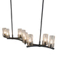 Meyda Lighting Cero 53" 8-Light Antique Iron Gate Island Chandelier With Clear Seeded Shade Glass