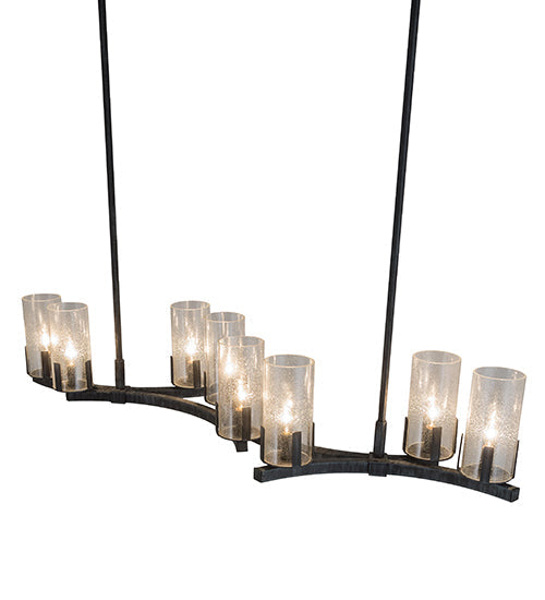 Meyda Lighting Cero 53" 8-Light Antique Iron Gate Island Chandelier With Clear Seeded Shade Glass