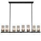Meyda Lighting Cero 53" 8-Light Antique Iron Gate Island Chandelier With Clear Seeded Shade Glass