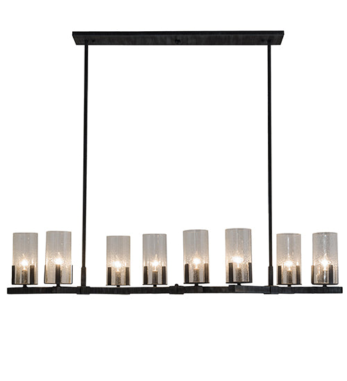 Meyda Lighting Cero 53" 8-Light Antique Iron Gate Island Chandelier With Clear Seeded Shade Glass