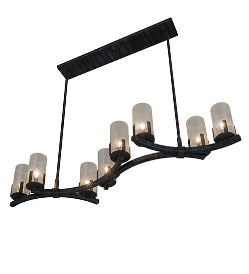 Meyda Lighting Cero 53" 8-Light Antique Iron Gate Island Chandelier With Clear Seeded Shade Glass