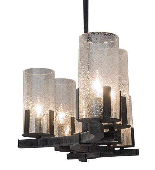 Meyda Lighting Cero 53" 8-Light Antique Iron Gate Island Chandelier With Clear Seeded Shade Glass