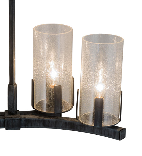 Meyda Lighting Cero 53" 8-Light Antique Iron Gate Island Chandelier With Clear Seeded Shade Glass