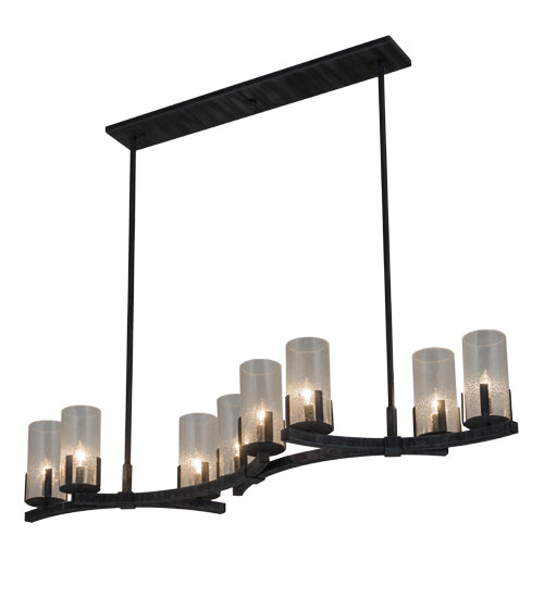 Meyda Lighting Cero 53" 8-Light Antique Iron Gate Island Chandelier With Clear Seeded Shade Glass