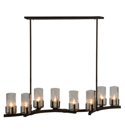 Meyda Lighting Cero 53" 8-Light Gilded Tobacco Chandelier With Clear Seeded Shade Glass