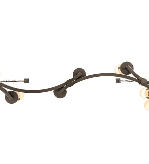 Meyda Lighting Cero 96" 12-Light Charred Iron Island Chandelier With Beige Sahara Taupe Idalight Shade
