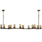 Meyda Lighting Cero 96" 12-Light Rustic Iron Chandelier With Travertine Idalight Shade Glass