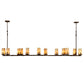 Meyda Lighting Cero 96" 12-Light Rustic Iron Chandelier With Travertine Idalight Shade Glass