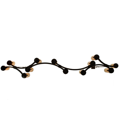 Meyda Lighting Cero 96" 12-Light Rustic Iron Chandelier With Travertine Idalight Shade Glass