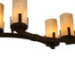 Meyda Lighting Cero 96" 12-Light Rustic Iron Chandelier With Travertine Idalight Shade Glass
