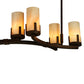 Meyda Lighting Cero 96" 12-Light Rustic Iron Chandelier With Travertine Idalight Shade Glass