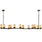 Meyda Lighting Cero 96" 12-Light Rustic Iron Chandelier With Travertine Idalight Shade Glass