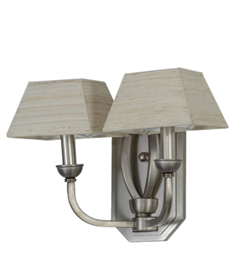 Meyda Lighting Cesta 14" 2-Light Brushed Nickel Wall Sconce With Silk Opal Textrene Shade