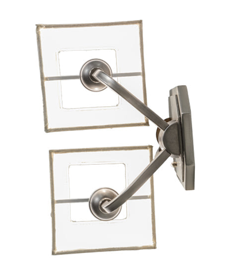 Meyda Lighting Cesta 14" 2-Light Brushed Nickel Wall Sconce With Silk Opal Textrene Shade