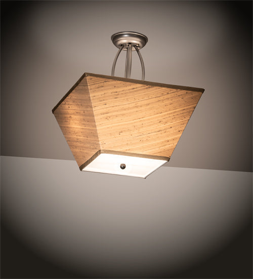 Meyda Lighting Cesta 23" 2-Light Brushed Nickel Semi-flush Mount Ceiling Light With Ralph Lauren Textrene And Statuario Idalight Shade