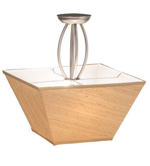 Meyda Lighting Cesta 23" 2-Light Brushed Nickel Semi-flush Mount Ceiling Light With Ralph Lauren Textrene And Statuario Idalight Shade