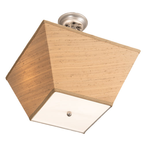 Meyda Lighting Cesta 23" 2-Light Brushed Nickel Semi-flush Mount Ceiling Light With Ralph Lauren Textrene And Statuario Idalight Shade