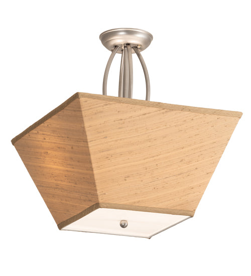 Meyda Lighting Cesta 23" 2-Light Brushed Nickel Semi-flush Mount Ceiling Light With Ralph Lauren Textrene And Statuario Idalight Shade