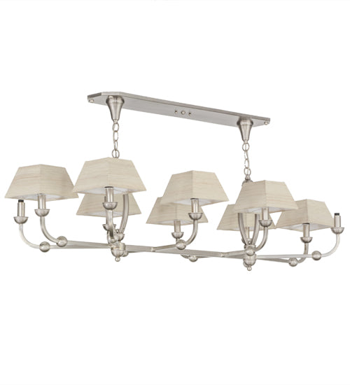 Meyda Lighting Cesta 58" 10-Light Brushed Nickel Chandelier With Beige Textrene Shade