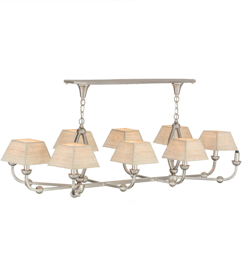 Meyda Lighting Cesta 58" 10-Light Brushed Nickel Chandelier With Beige Textrene Shade